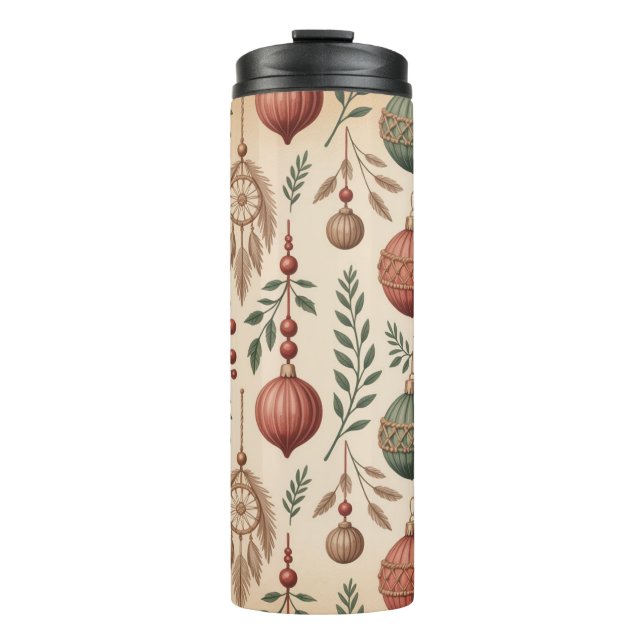 Garrafa Térmica Enfeites de Natal Boho (Frente)