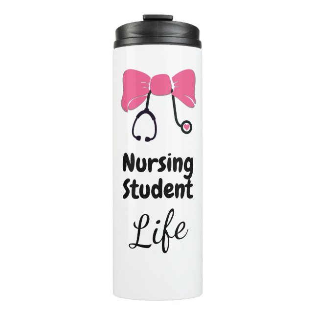 Garrafa Térmica Enfermagem Estetoscópio de Arco Rosa Estudante (Frente)