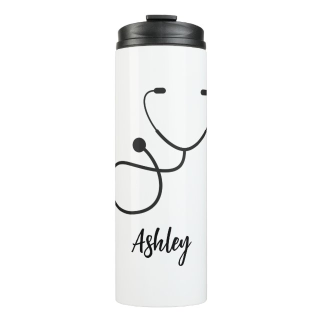 Garrafa Térmica Enfermeira Personalizada Tumbler, Tumbler com bom  (Frente)