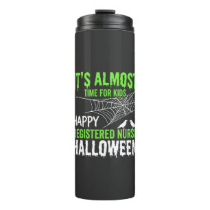 Garrafa Térmica Enfermeira Registrada Halloween Teia de Aranha e C