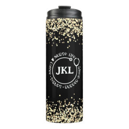 Garrafa Térmica Enfermeiro do estetoscópio com monograma preto mod