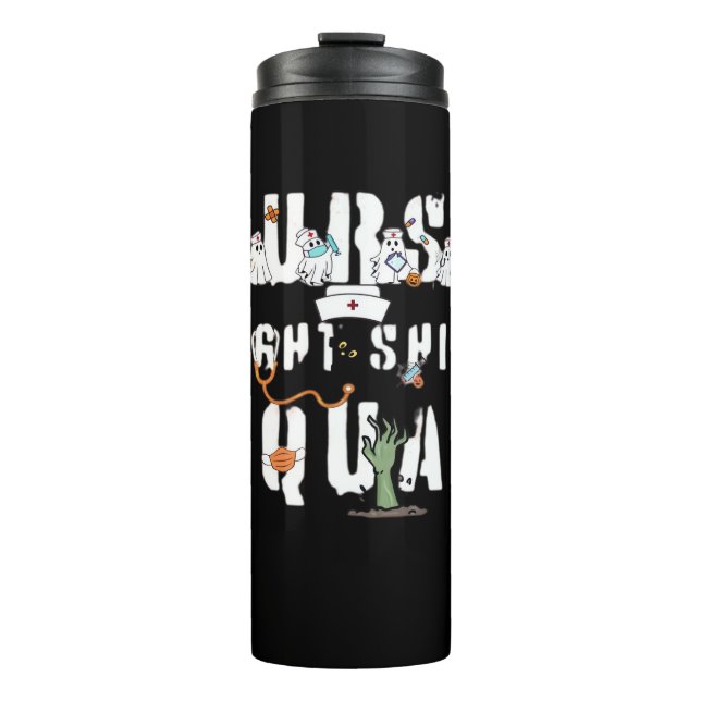 Garrafa Térmica Enfermeiro Turno Noturno Halloween Clássico T-Shir (Frente)