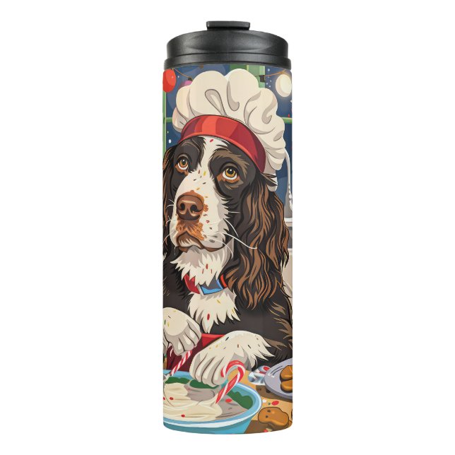 Garrafa Térmica English Springer Spaniel Confeitaria de Feriado: F (Frente)