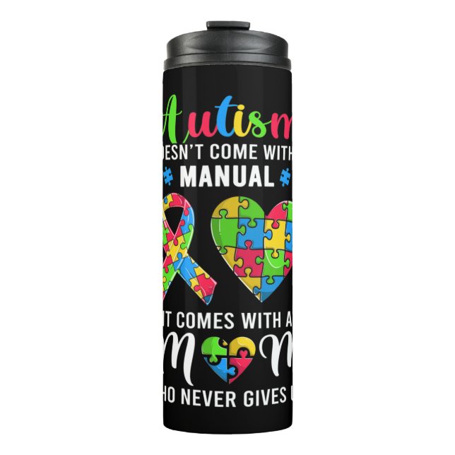 Garrafa Térmica Engraçado Autismo Mamãe Camisa Para Mulheres. Este (Frente)
