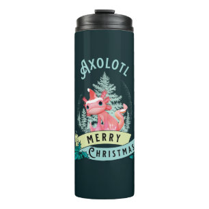 Garrafa Térmica Engraçado Axolotl Feliz Natal