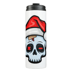 Garrafa Térmica Engraçado Caveira de Natal, Estilo de Cartoon