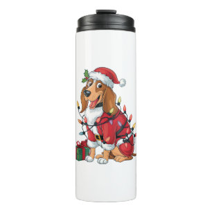 Garrafa Térmica Engraçado Coonhound Xmas Papais noeis de iluminaçã