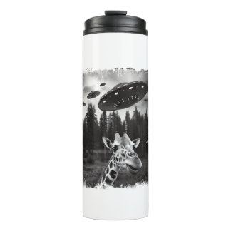 Garrafa Térmica Engraçado Giraffe UFO Zoo Animal Esquisito Memória