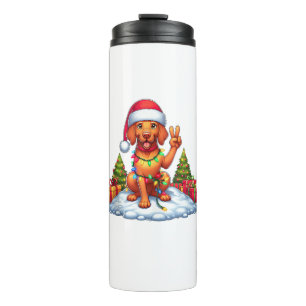 Garrafa Térmica Engraçado Mão de Paz Vizsla, Luzes de Natal Me Mam