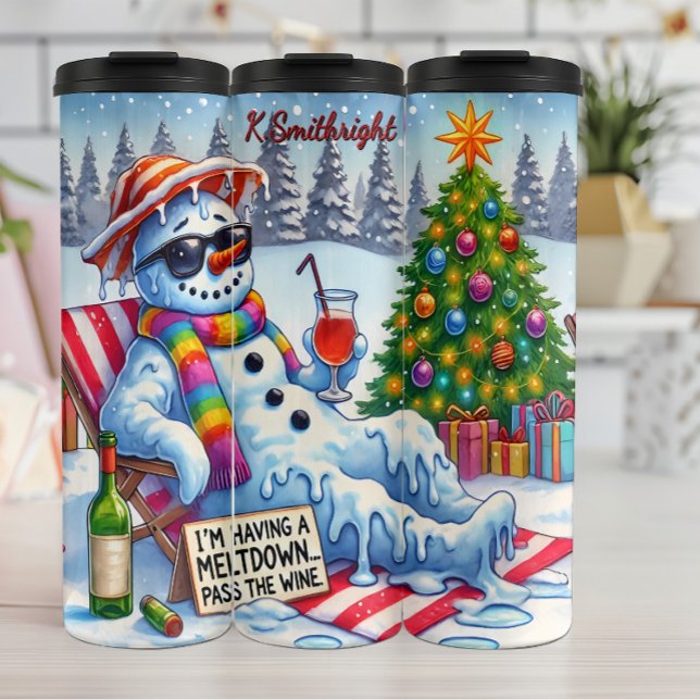 Garrafa Térmica Engraçado Meltdown Snowman com Vinho (Criador carregado)