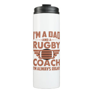 Garrafa Térmica Engraçado Pai de Rugby e treinador de Rugby