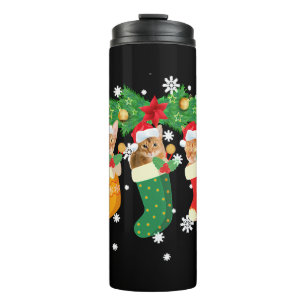 Garrafa Térmica Engraçado Presente de Natal Camisa Três Gato Abiss