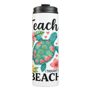 Garrafa Térmica Engraçado Professor Praia Tartaruga de Verão