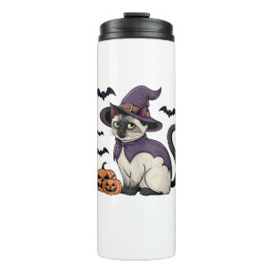Garrafa Térmica Engraçado Pumpkin Bat Witume Figurino de Gato