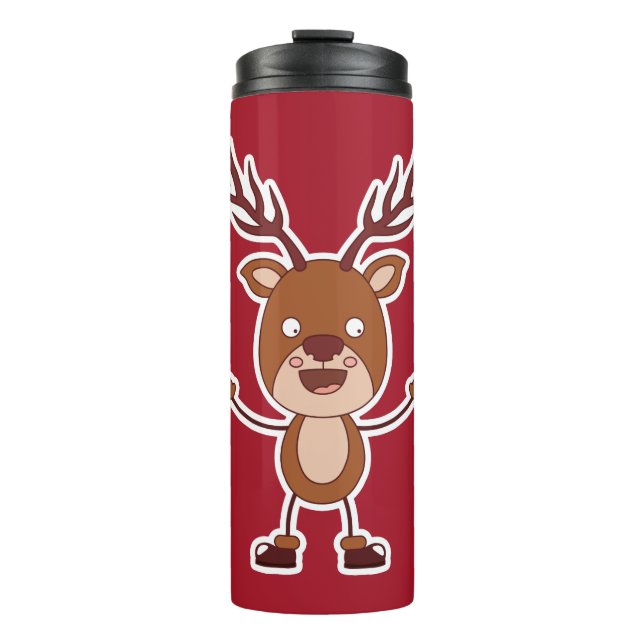 Garrafa Térmica Engraçado Reindeer nome personalizado e tumbler de (Frente)
