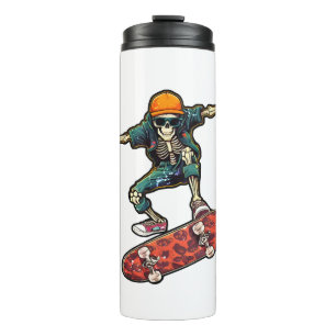 Garrafa Térmica Engraçado Skeleton Skateboard vintboard Skateboard