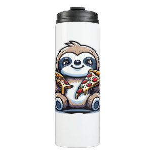 Garrafa Térmica Engraçado Sloth comendo Pizza, Amante de os animai