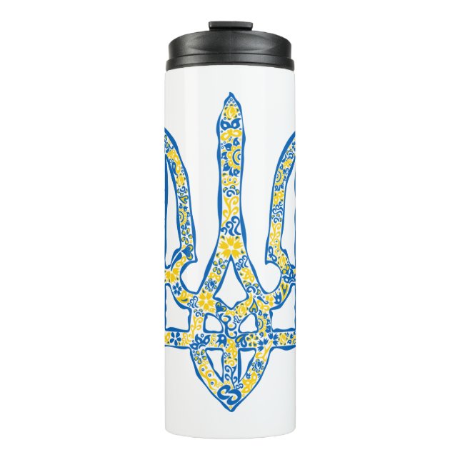 Garrafa Térmica Énica nacional ucraniana emblem trident trizub (Frente)