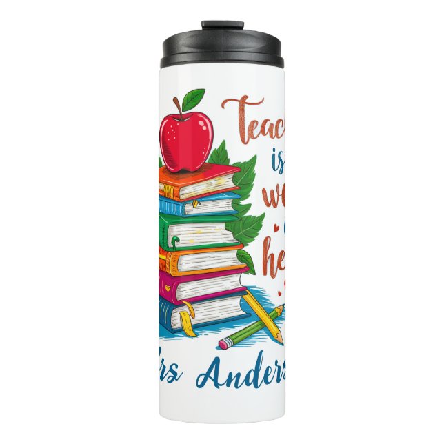 Garrafa Térmica Ensino é obra de coração personalizada (Frente)