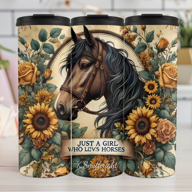 Garrafa Térmica Equestrian Sunflower Rustic Floral Beauty (Criador carregado)