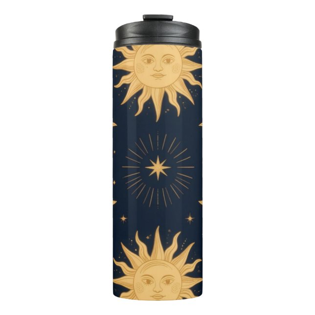 Garrafa Térmica Equilíbrio do ouro, padrão celestial do Sol e da L (Frente)