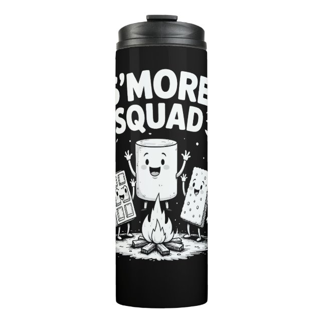 Garrafa Térmica Equipe de S'mores Acampamento Fogueira Fofa Marshm (Frente)
