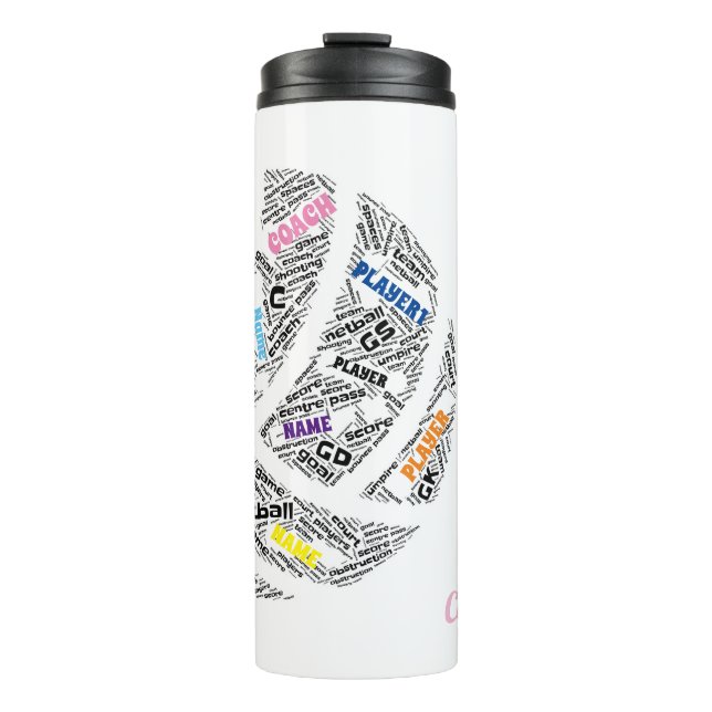 Garrafa Térmica Equipe personalizada de netball/ caneca térmica de (Frente)