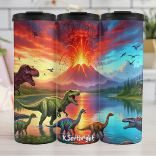 Garrafa Térmica Erupção Vulcânica Dinossauros Lago Pré-Histórico