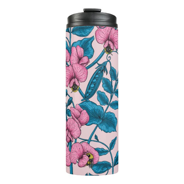 Garrafa Térmica Ervilhas doces e espécimes do gênero Bombus spp.,  (Frente)