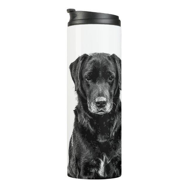 Garrafa Térmica Esboço de cachorrinho preto Labrador fofo (Rotação à direita)