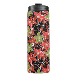 Garrafa Térmica Esboço floral multicolorido retrô outono
