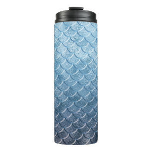 Garrafa Térmica Escalas de Sereia de Prata e Azul