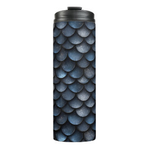 Garrafa Térmica Escamas de sereia brilho azul escuro