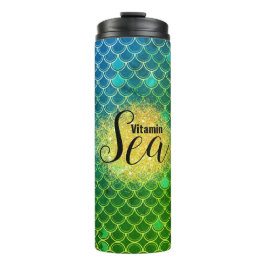 Garrafa Térmica Escamas de sereia Vitamin Sea Ombre Azul Verde