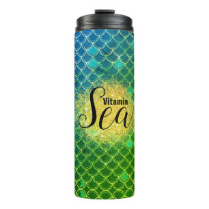 Garrafa Térmica Escamas de sereia Vitamin Sea Ombre Azul Verde