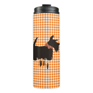 Garrafa Térmica Escocês terrier tumbler, Orange houndstooth