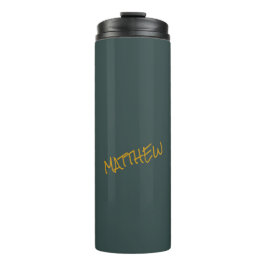Garrafa Térmica Escrito com letras douradas modernas verdes escura