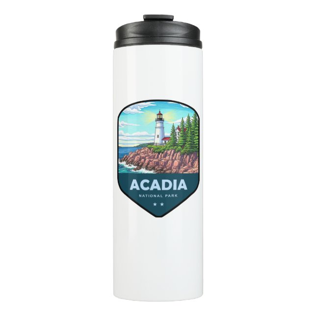 Garrafa Térmica Escudo do Parque Nacional Acadia (Frente)