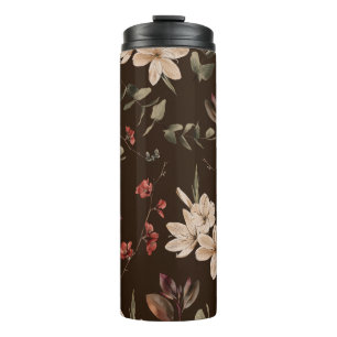 Garrafa Térmica Escuro Floral Boêmico: Padrão Sem Água