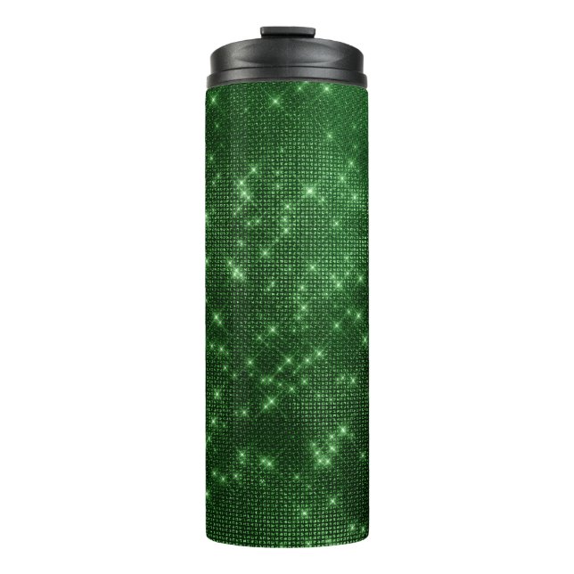 Garrafa Térmica Esmeralda Verde Diamante Lantejoulas (Frente)