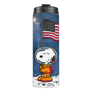 Garrafa Térmica ESPAÇO   Snoopy Com Astronauta De Bandeira