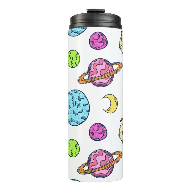 Garrafa Térmica Espaços Doodles Fundo Cósmico (Frente)