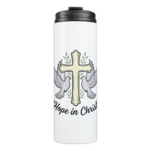 Garrafa Térmica Esperança em Cristo Pombo Cruz Design Cristão Vint