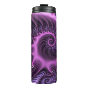 Garrafa Térmica Espiral De Arte Fractal, Roxal, Rosa-Legal, vívida