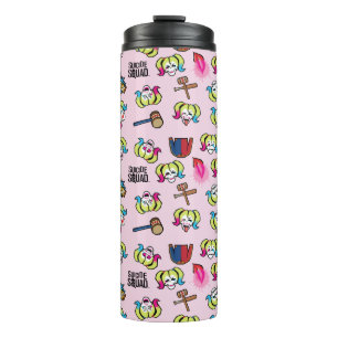 Garrafa Térmica Esquadrão Suicida   Harley Quinn Emoji Pattern