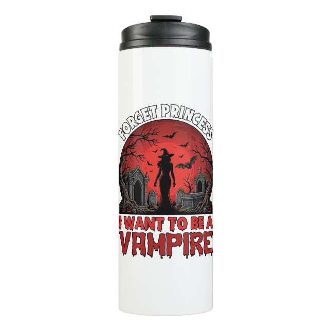 Garrafa Térmica Esqueça Princesa Quer Ser Vampira Halloween_1 (Frente)