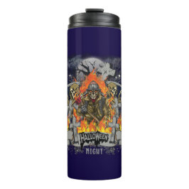 Garrafa Térmica Esqueleto Assustador No Halloween Noturno