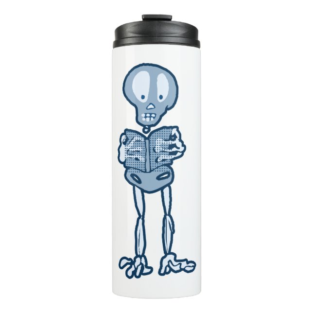 Garrafa Térmica Esqueleto Literário Ethan Entratado com Livro (Frente)