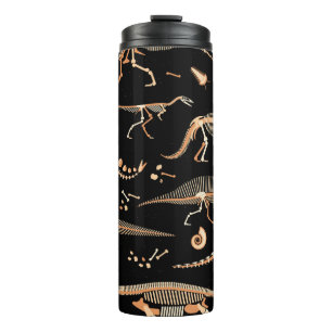 Garrafa Térmica Esqueletos de dinossauro, fósseis, padrão de colhe