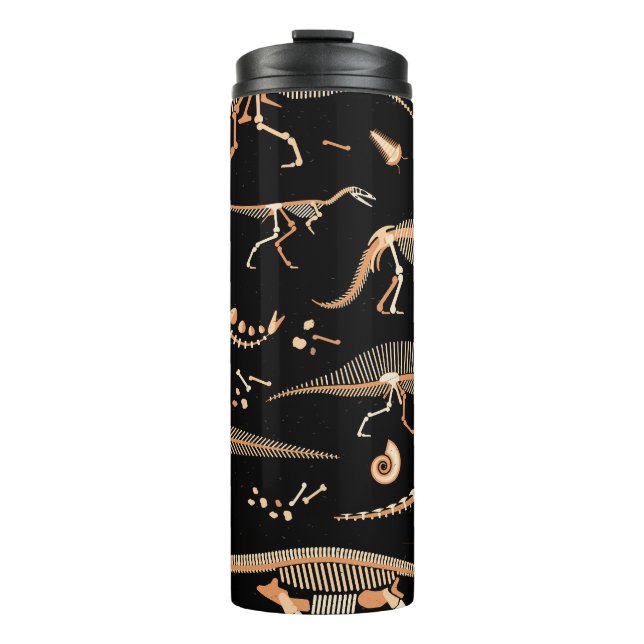 Garrafa Térmica Esqueletos de dinossauro, fósseis, padrão de colhe (Frente)